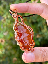 Load image into Gallery viewer, Reserved for Troy B Carnelian etched Mushie with gem inclusions Wire wrapped pendent necklace
