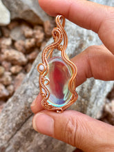 Load image into Gallery viewer, Angel aura quartz with Angelite gem accents wire wrapped pendant necklace
