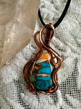 Load image into Gallery viewer, Reserved for kiva b Spiny oyster turquoise Wire Wrapped Pendent Necklace
