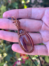 Load image into Gallery viewer, Yellow/Purple Fluorite with smoky quartz inclusion wire wrapped pendant necklace
