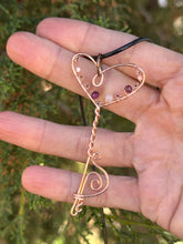 Load image into Gallery viewer, Rhodochrosite, Rose quartz, Ruby Wire Wrapped Heart Key Pendant
