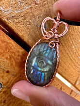 Load image into Gallery viewer, Reserved for Angie p Evil Eye Labradorite Wire Wrapped Pendent Necklace
