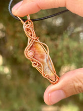 Load image into Gallery viewer, Rosetta Jasper + Rhodonite gem accents wire wrapped pendant necklace
