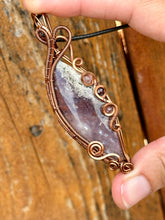 Load image into Gallery viewer, ARTISAN CAB (Ibrahim Opic) Indonesian Red Moss Agate with strawberry quartz + garnet inclusions wire wrapped pendant talisman necklace
