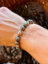 Load image into Gallery viewer, Hematite gemstone stretchy bracelet size 6.75”-7”
