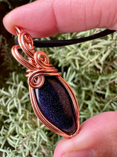 Load image into Gallery viewer, Reserved for Heather g Blue goldstone Wire Wrapped Pendent Necklace
