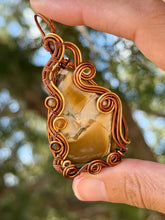 Load image into Gallery viewer, Cobra jasper with tiger eye + mookaite gem accents wire wrapped pendant necklace
