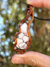Load image into Gallery viewer, Reserved for Tanya r DUO TONED WIRE ARIZONA WILD HORSE with gem inclusions Wire wrapped pendent necklace
