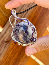Load image into Gallery viewer, Reserved for Shayla m DUO TONED WIRE Morado Purple opal with sodalite + amethyst inclusions wire wrapped pendent

