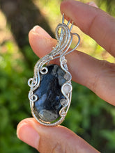 Load image into Gallery viewer, Que sera stone with labradorite + moonstone gem accent wire wrapped pendant necklace
