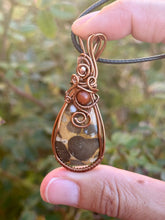 Load image into Gallery viewer, Asteroid jasper with hematite + red jasper gem accents wire wrapped pendant necklace
