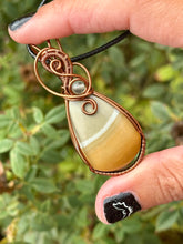 Load image into Gallery viewer, Polychrome Desert Jasper with Green Fluorite gem accents wire wrapped pendant necklace
