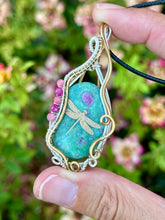 Load image into Gallery viewer, Reserved for Tanya r Ruby in fuchsite with Gem inclusions Wire wrapped pendent necklace
