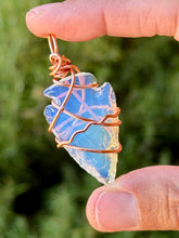 Load image into Gallery viewer, Opalite arrowhead wire wrapped pendant necklace
