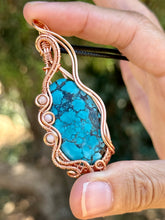 Load image into Gallery viewer, Reserved for kayliegh n Tibetan Turquoise with pink Opal Gem Inclusions Wire Wrapped Pendent Necklace
