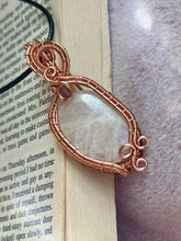 Load image into Gallery viewer, Moonstone with amethyst inclusion Wire wrapped pendant
