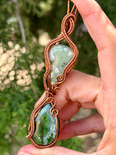 Load image into Gallery viewer, Peace jade with green jade double stone wire wrapped pendant necklace
