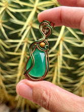 Load image into Gallery viewer, Faceted green onyx with picture jasper gem accents wire wrapped pendant necklace
