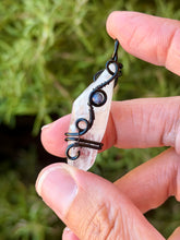 Load image into Gallery viewer, Clear aura quartz with sodalite gem accent mini wire wrapped pendant necklace
