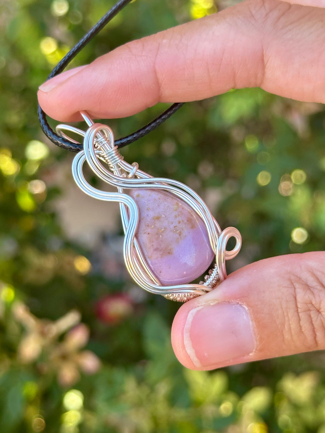 Phosphosiderite mini wire wrapped pendant