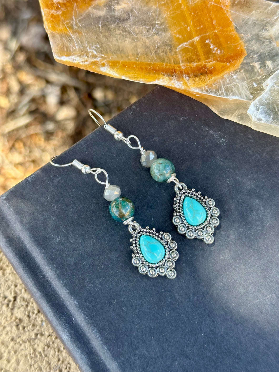 Reserved for natisha g Blue apatite magnesite earrings