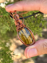 Load image into Gallery viewer, Tigers eye mini pendant wire wrapped necklace
