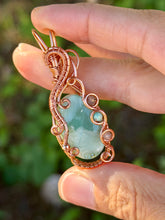 Load image into Gallery viewer, Hemimorphite with Super 7 + Amazonite Gem Accents wire wrapped pendant necklace
