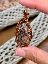 Load image into Gallery viewer, Flower Obsidian with hematite gem accent wire wrapped pendant necklace
