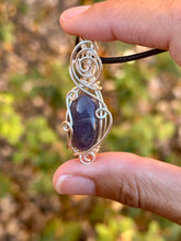 Load image into Gallery viewer, Iolite wire wrapped pendant necklace
