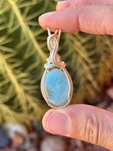 Load image into Gallery viewer, Larimar mini wire wrapped pendant necklace
