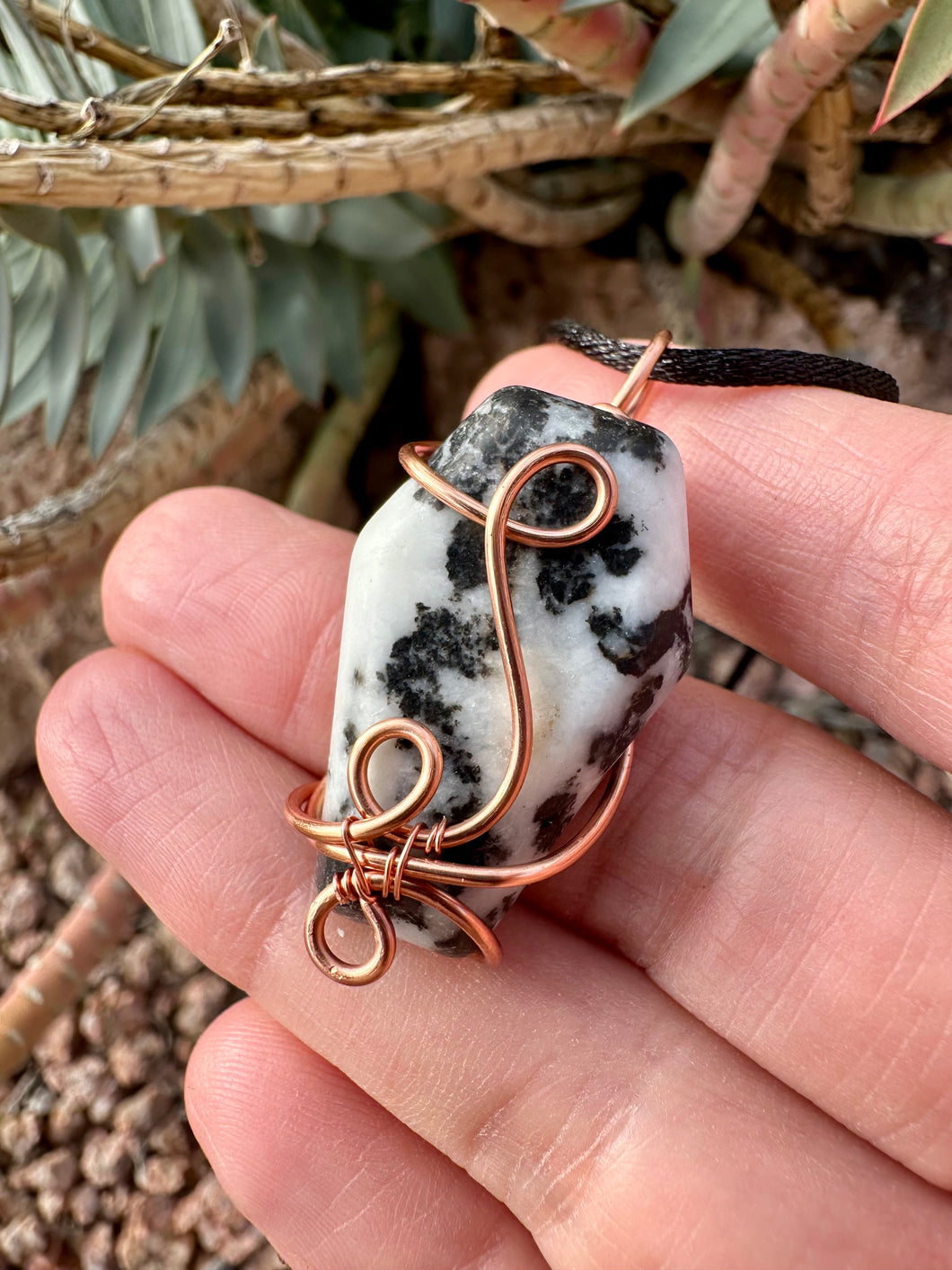 Reserved for Amanda f Zebra Jasper Wire Wrapped Pendent Necklace