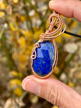 Load image into Gallery viewer, faceted lapis lazuli Wire wrapped pendant
