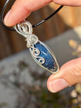 Load image into Gallery viewer, Leland obsidian with labradorite gem accents wire wrapped pendant necklace
