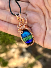 Load image into Gallery viewer, Dichroic glass wire wrapped pendant
