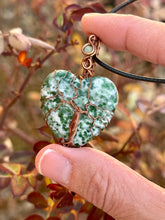 Load image into Gallery viewer, Reserved for ashley k Tree agate with peridot inclusion tree of life Wire wrapped pendant
