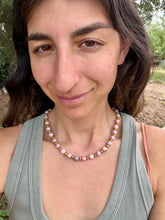 Load image into Gallery viewer, Pink jasper stretchy beaded 18” necklace
