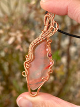 Load image into Gallery viewer, Cherry quartz with Rhodonite + garnet inclusions Wire wrapped pendant
