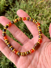 Load image into Gallery viewer, Tiger eye + carnelian bracelet (7” - 7.25”)  stretchy bracelet
