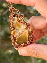 Load image into Gallery viewer, Cobra jasper with tiger eye + mookaite gem accents wire wrapped pendant necklace
