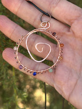 Load image into Gallery viewer, Chakra Gems Wire Wrapped Spiral Pendant
