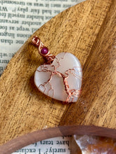 Load image into Gallery viewer, Reserved for ann c Grey Moonstone with Ruby gem inclusion tree of life Wire wrapped pendant
