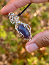 Load image into Gallery viewer, Iolite wire wrapped pendant necklace
