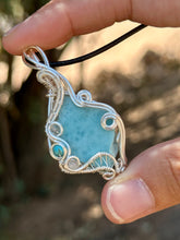 Load image into Gallery viewer, Reserved for Carly e Larimar with Gem Inclusions Wire Wrapped Pendent Necklace
