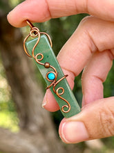 Load image into Gallery viewer, Green aventurine with turquoise gem accent mini pendant
