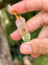 Load image into Gallery viewer, Watermelon aura quartz with red mookaite gem accent mini pendant
