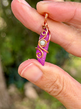 Load image into Gallery viewer, Magenta aura quartz with moonstone gem accent mini pendant
