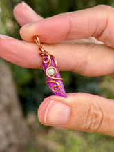 Load image into Gallery viewer, Magenta aura quartz with moonstone gem accent mini pendant
