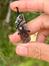 Load image into Gallery viewer, Smoky quartz with rutile quartz gem accent mini pendant
