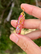 Load image into Gallery viewer, Red aura quartz with sunstone gem accent mini pendant
