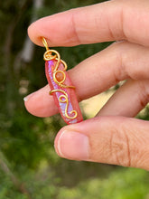 Load image into Gallery viewer, Red aura quartz with sunstone gem accent mini pendant
